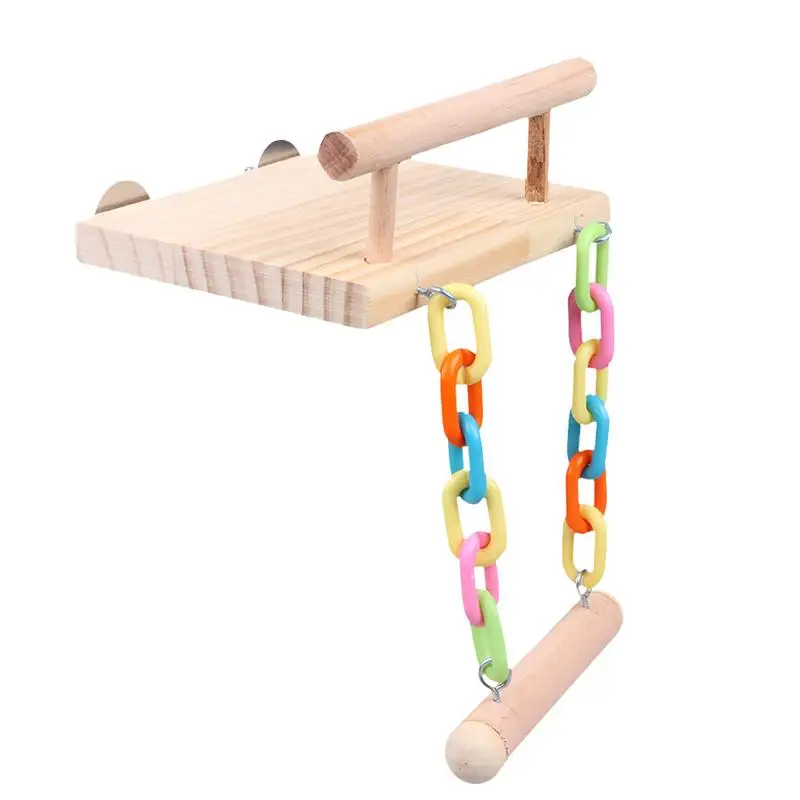

Cage Mounted Jump Platform Wooden Rectangle Pedal Board with Acrylic Swing for Parrot Bird Hamster