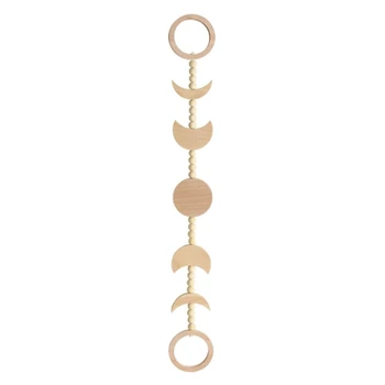 

Nordic Moon Phase Wall Hanging Decoration Wood Bead Garland Kids Room Home Farmhouse Woven Ornament