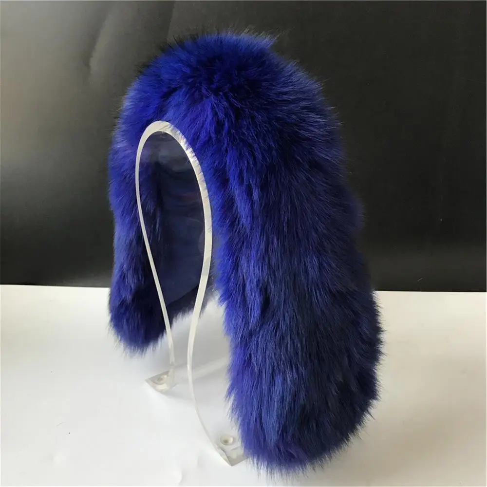 Royal blue Женский натуральный Лисий мех натуральный Лисий меховой воротник-шарф Обертывания Женская мода осень зима теплая шаль - Цвет: Royal blue
