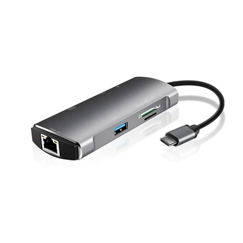 

7 in 1 Usb 3.0 Type-C Hub To Ethernet +4K Video Hdmi Pd Rj45 +Charging Port Adapter +Sd/Micro-SD Slot for Iphone Huawei