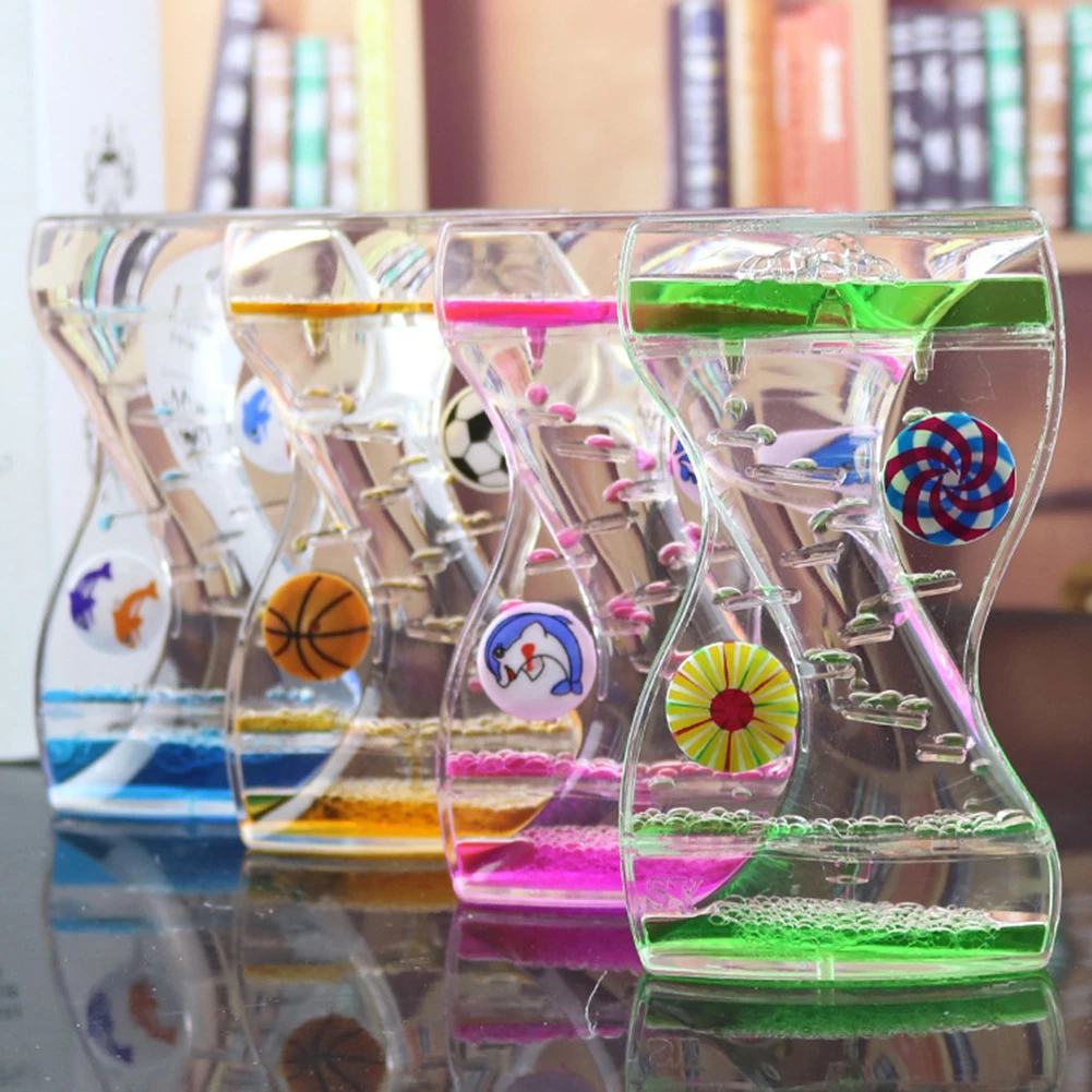 Liquid Oil Droplet Dynamic Water Leakage Acrylic Hourglass Timer Bubble Ornaments Best Birthday Gift For Children Kids Toy 2