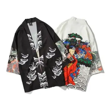

Kimono cardigan men Japanese obi male yukata men's haori Japanese samurai clothing traditional Japanese clothing