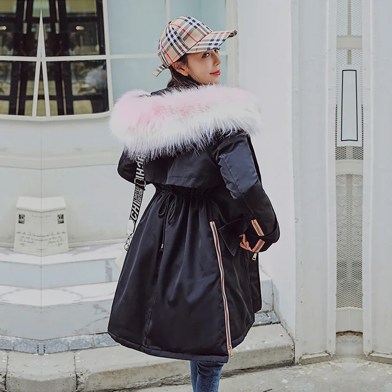 Down parka Winter Warm Solid Woman Big-collar down parka large-size jacket medium-length new style of winter Parker jacket 812
