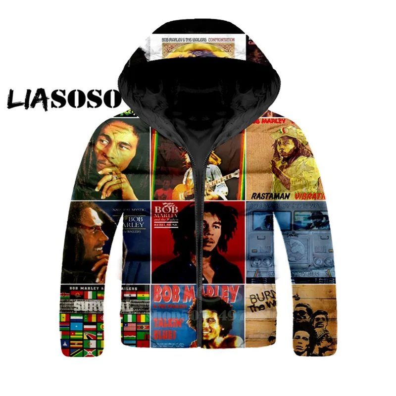 15 Liasoso, новинка, зимняя куртка для мужчин и wo, певец Боб Марли, пальто, свободный, негабаритный, парка, пуховик, зимняя, в стиле хип-хоп, с вырезом, Pullove - Цвет: 15