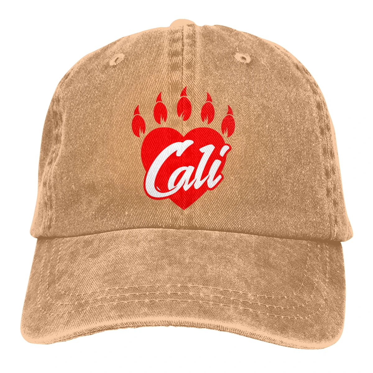Медведь Cali лапа с сердцем Casquette темно-синий унисекс Мужские Женские деним Strapback бейсболка Регулируемая Гольф папа шляпа - Цвет: Хаки