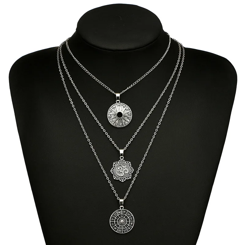 

Women Exotic Bohemian Vintage Multi-layer Necklace Metallic Pendant Star Summer Beach Jewelry