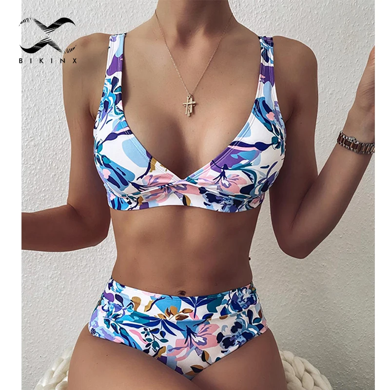 tie dye top with high waist bikini set