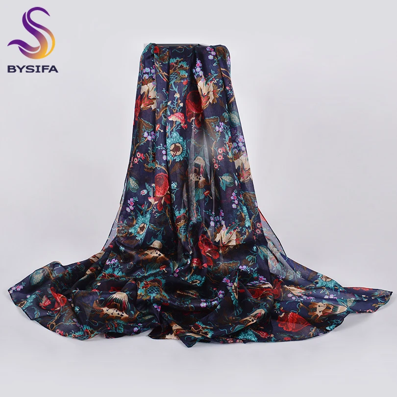 [BYSIFA] зимний женский теплый шелковый шарф шаль Хиджаб модные роскошные 100%