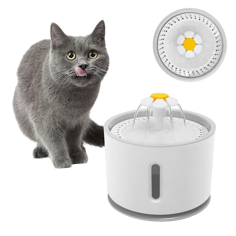 СВЕТОДИОДНЫЙ Электрический фильтр Mute подачи воды для кота собаки домашнего животного кота питьевой разливной автомат автоматический электрический питомец фонтан 2.4L - Цвет: grey