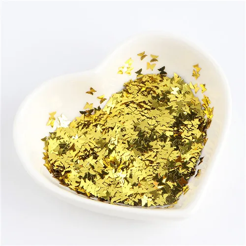 B0203 solid gold 3 мм Бабочка с блестками для ногтей блестки пайетки хлопья ультратонкая ЭО-дружественная блестка из ПЭТ для лак для ногтей материал - Цвет: B0203 solid gold