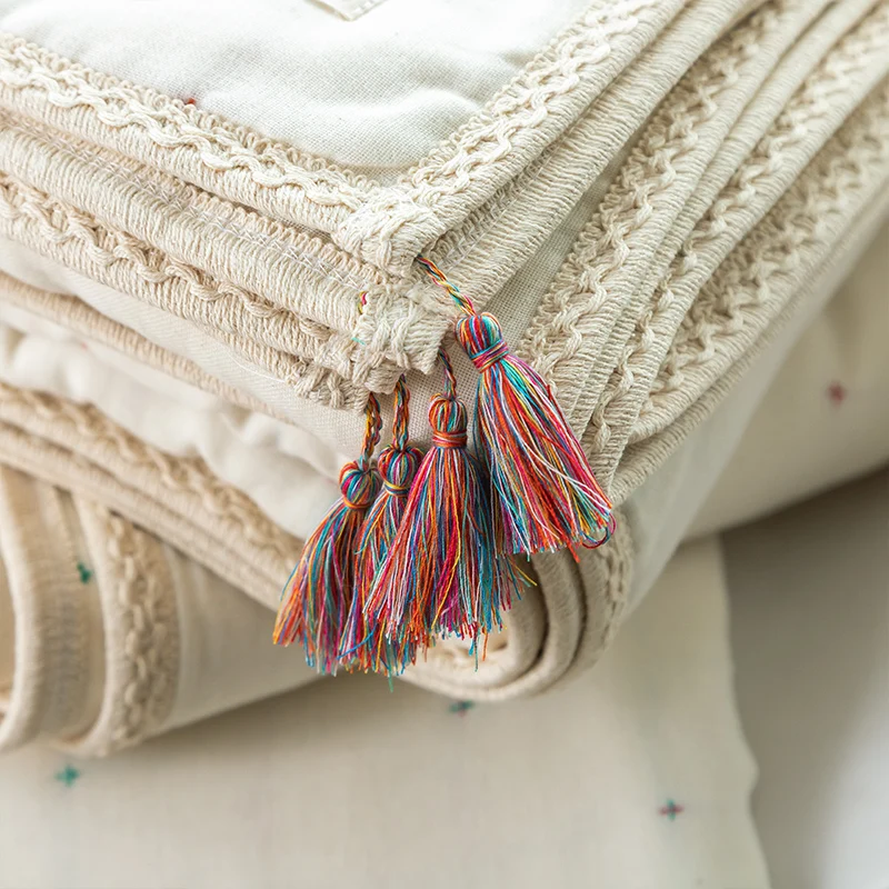 Vintage Bohemian Cotton Gauze Summer Quilt Baby Bed Korean Summer Blanket for Baby Kids Air Conditioner Quilts Muslin Bedspread