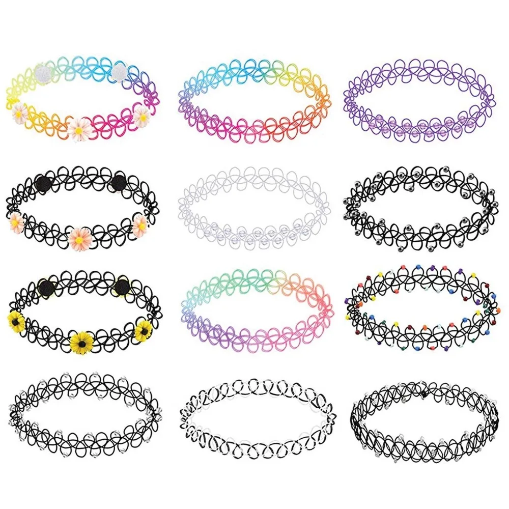 Flower Choker Necklaces Set (9)