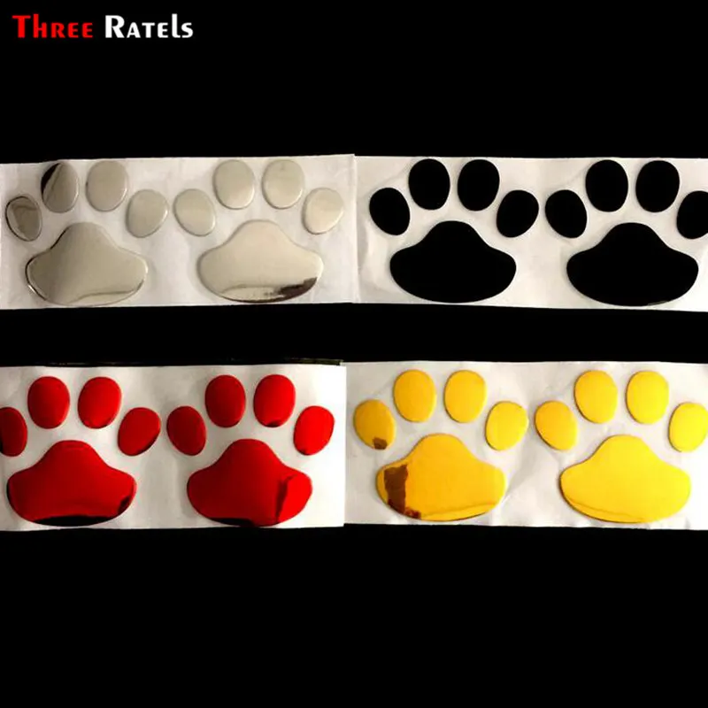 

Three Ratels WG-1# 2pcs Car Sticker Cool Design Paw 3D Animal Dog Cat Bear Foot Prints Footprint 3M Decal Car Stickers