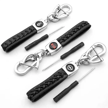 

Metal+Leather Car Keychain Key Chain Car Interior For Mazda Skoda Chevrolet SUZUKI Honda Peugeot Citroen Fiat Seat JEEP KIA Opel