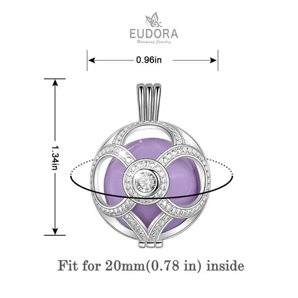 Eudora, медное покрытие, серебро, гармония, бола, шар, подвеска, 20 мм, цветок, колье с кулоном в виде клетки, ангел, звонящий, для беременных, ювелирное изделие для женщин K354N20