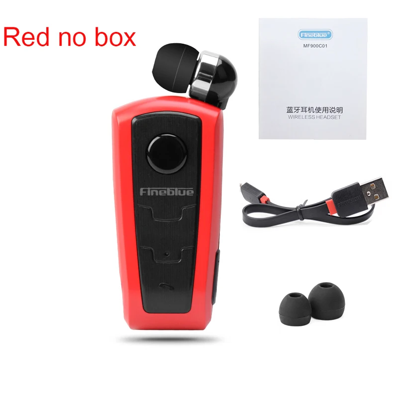 red no box Fineblue F910 Мини Портативный беспроводной Bluetooth наушники автомобильные наушники инеар Вибрационный оповещение износа клип громкой связи для iPhone Android - Цвет: red no box