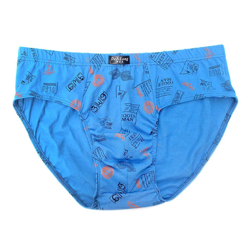 6Pcs/Lot Briefs Men's 100% Cotton Mid-Waist Printing Comfortable Underwear Men'S Breathable Briefs