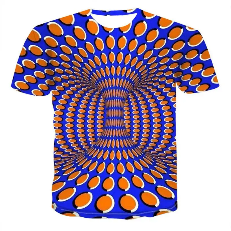 

Summer 2020 new three-dimensional vortex men's T-shirt 3D printing summer O-collar daily casual funny T-shirt