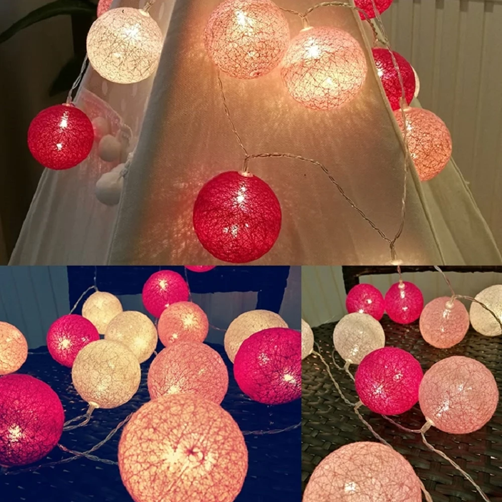3 м светодиодный светильник с ватным шариком s украшение наружный светильник гирлянды для праздника, свадьбы, рождественской вечеринки, спальни Сказочный светильник - Испускаемый цвет: E