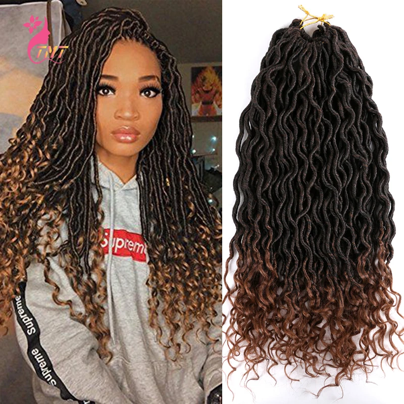 

Goddess Faux Locs Crochet Hair Straight Goddess Locs With Curly Ends Synthetic Crochet Hair Braids For Black Women
