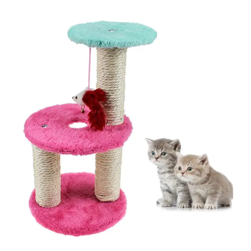 Pet Cat Tree Scratcher Play Toy Three-layer Round Hole Kitty Climbing Frame