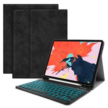 

Keyboard For iPad Pro 11 2020 7 Colors Backlit Tablet Keyboard with Leather Tablet Case For iPad Pro 11 2020 Cover Pen Holder