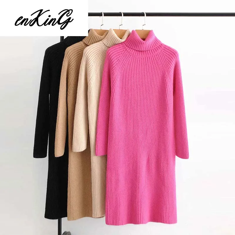 

Autumn Winter Women Sweater Casual Loose Turtleneck Sweater Knitted Jumpers 4 Colour Plus Size Long Sweater Women Winter Clothes
