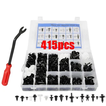 

415PCS Plastic Rivets Fastener Fender Car Bumper Push Pin Clip Free Remover Tool Car Retainer Clips Auto Fastener Clips
