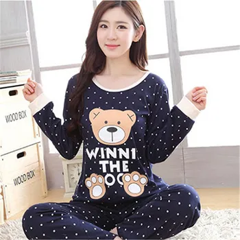 

Women's Long sleeve trousers Pajamas Set Comfortable Home Clothing Cartoon Pattern Casual Wear suit Sleepwear Female Nightgown