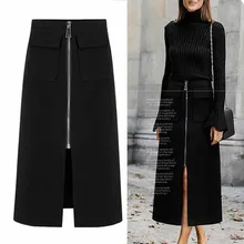 JSXDHK летняя Осенняя повседневная юбка женская Полиэстеровая прямая юбка до середины икры однотонная модная длинная юбка больших размеров