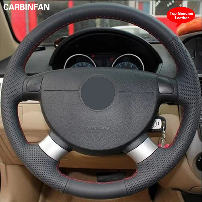 Funda Negra De Cuero Para Volante De Coche Cubierta Cosida A Mano Para 