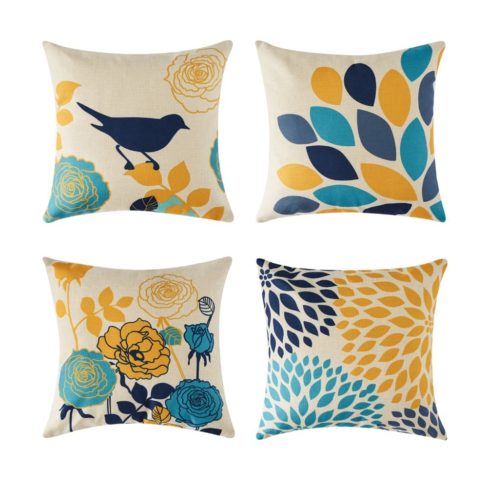 

Pillowcase Tropical Leaf Flower Bird Print Household Polyester Decorative Pillowcase Cushion Covers Square Pillow Accessories