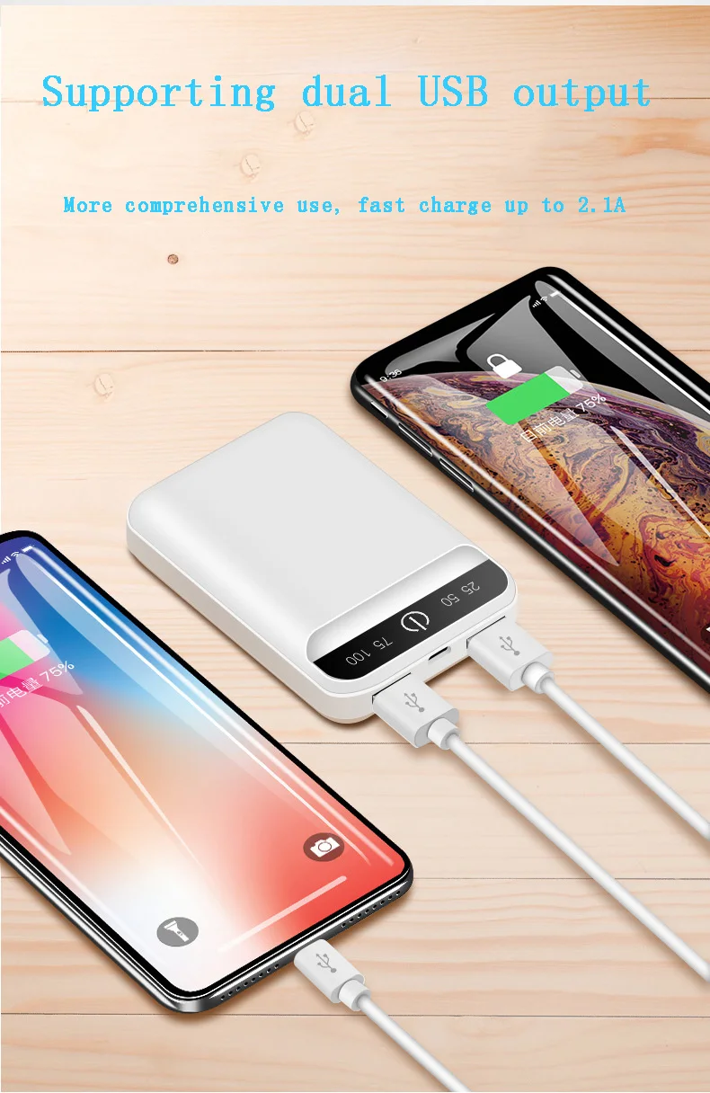 Хорошо продаваемый мини 10000 мАч Внешний аккумулятор с двойным USB портативное зарядное устройство с цифровым дисплеем экран сотовый телефон запасная Батарея Micro USB