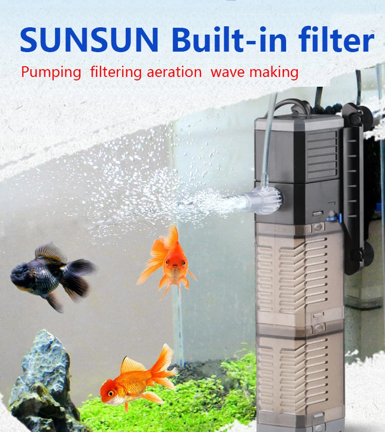 Super 4 In 1 Sunsun Internal Aquarium Filter Pump Fish Tank Multifunction Wave Maker Water Circulation Air | Дом и сад