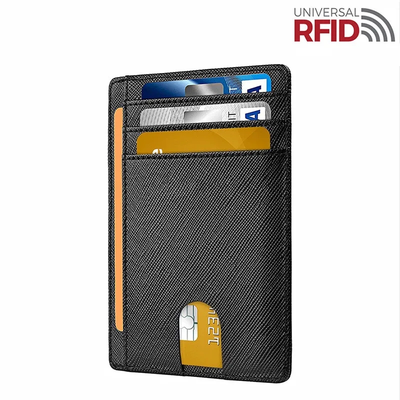 Кошелек из натуральной кожи с RFID блокировкой тонкий портативный держатель для