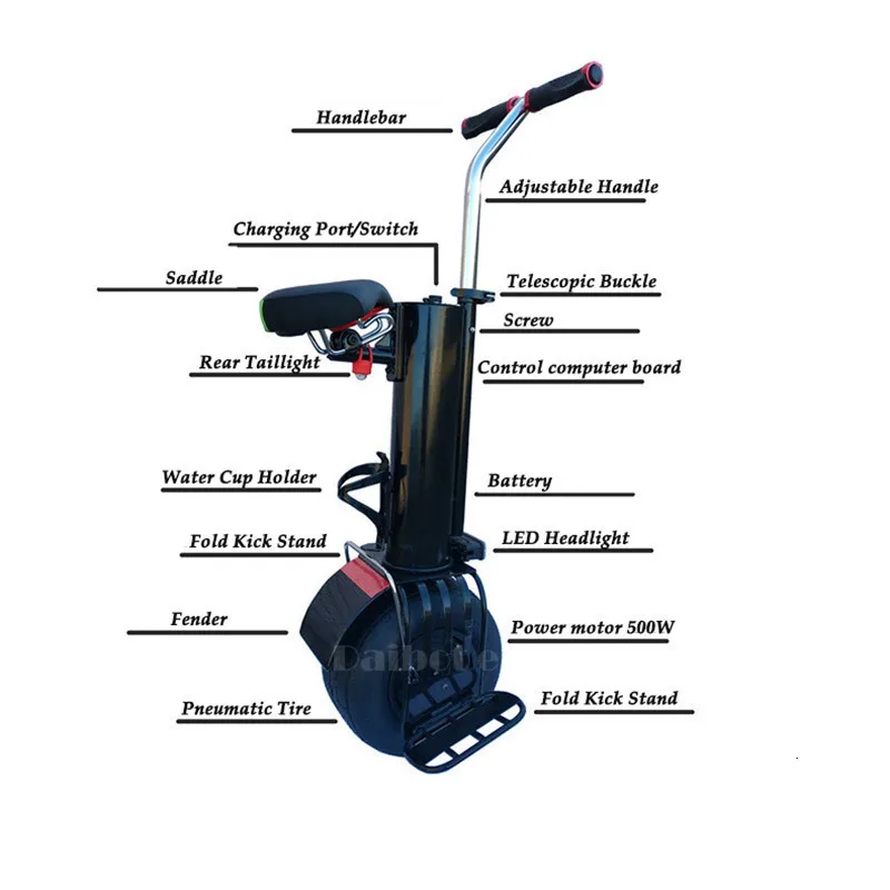 Daibot Electric Monowheel Scooter One Wheel Self Balancing Scooters Seat TypeHandlebar Electric Scooter 500w 60V For Adults     (5)