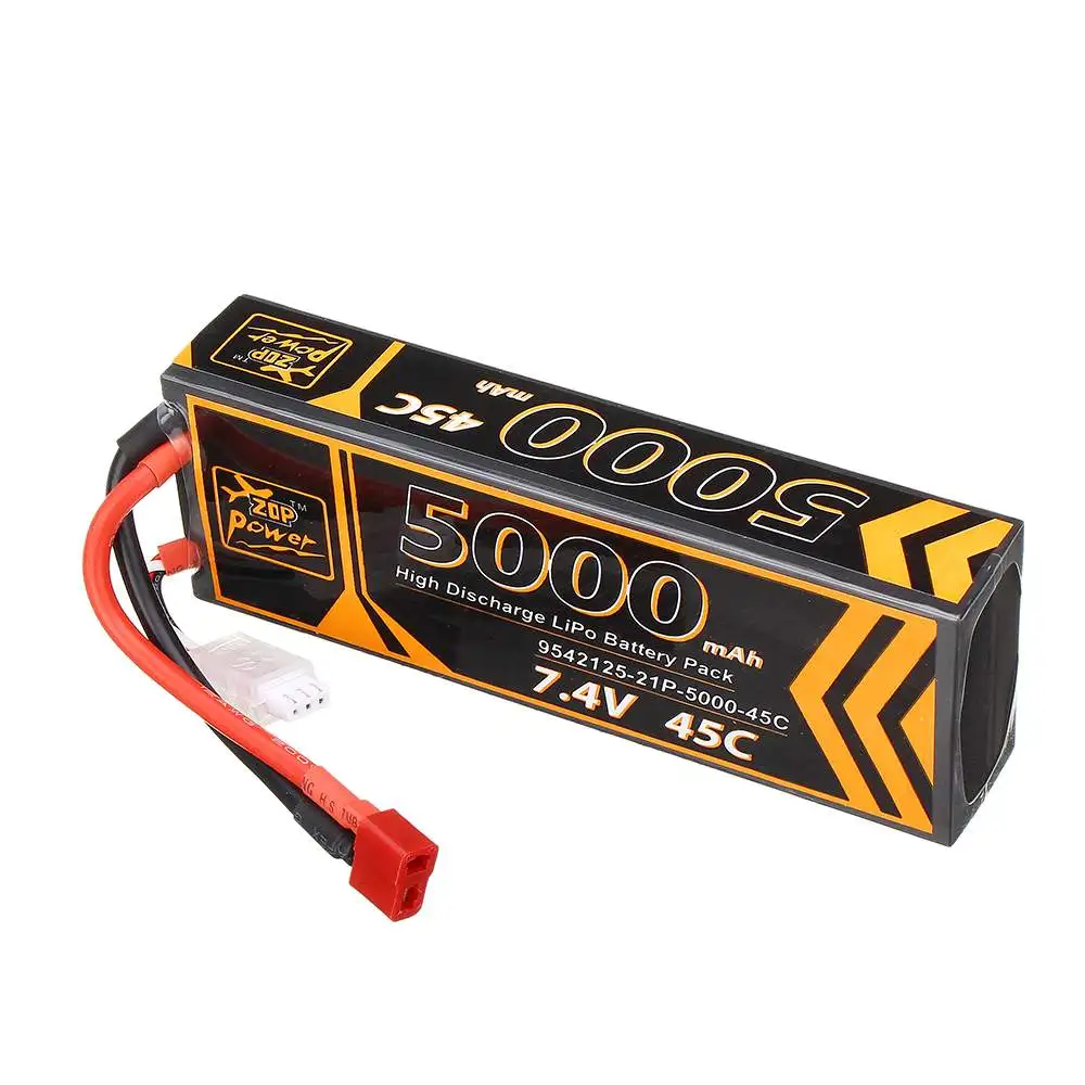 1/2/4 шт. оригинальный ZOP Мощность 7 4 V 5000 мА/ч 45C 2S Lipo Батарея Т образный разъем для 1/10