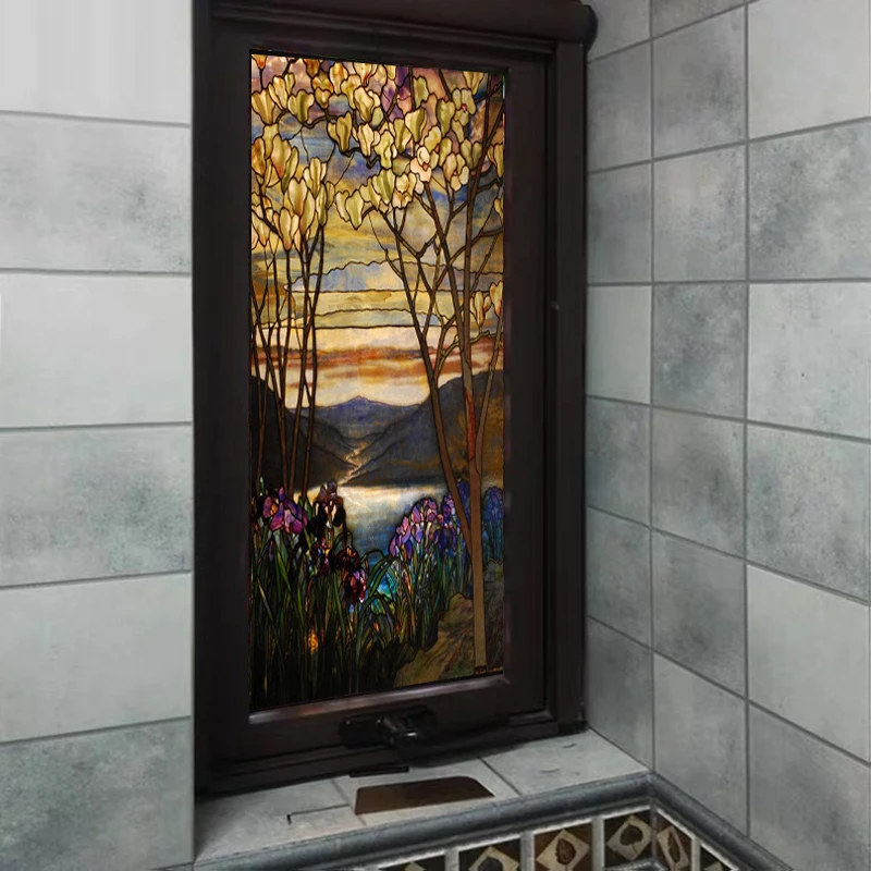 European Church Art Glass Film Stained Window Opaque Sticker Self adhesive/Static Cling Home Decor Privacy ,any size