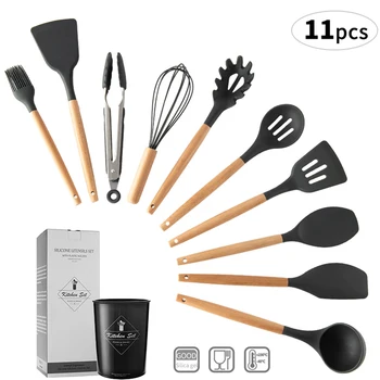 

Kitchen Utensil Set Silicone Cooking Utensils - Non Stick Silicone Cooking Utensil Set for Nonstick Cookware-11 Pcs