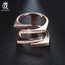 ORSA JEWELS розовое золото и серебро уникальный геометрический дизайн CZ Кольцо проложили 22 штуки австрийский Циркон Модные ювелирные изделия OR127