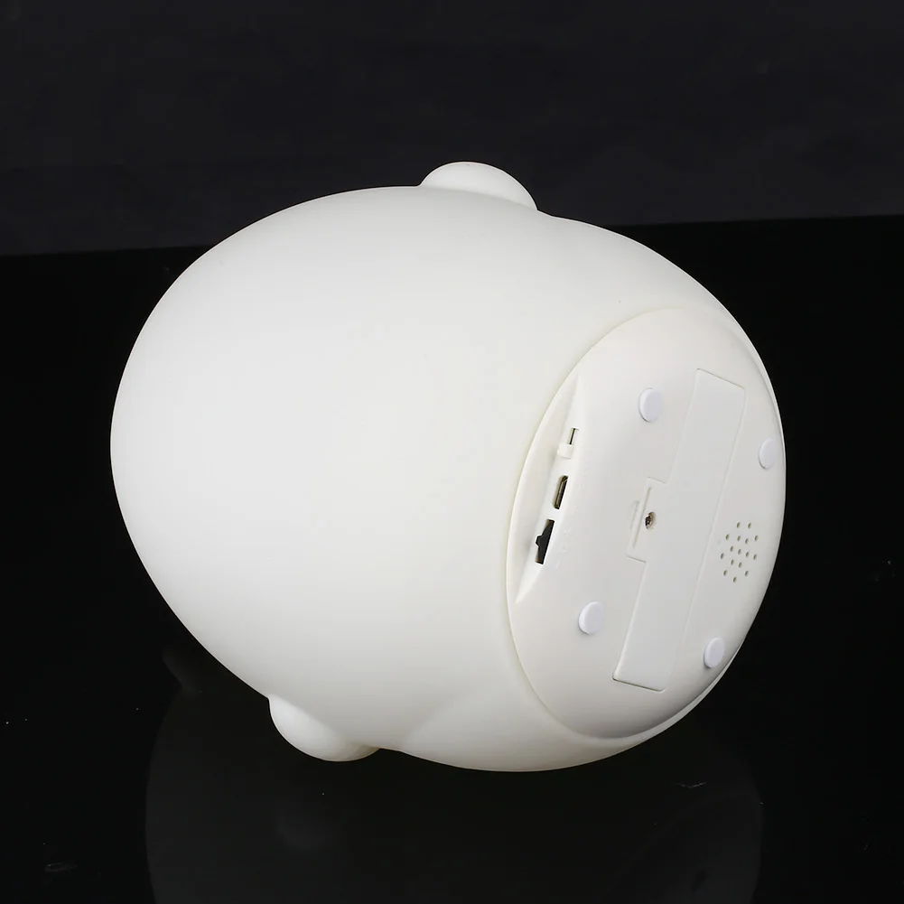 

Lovely Cute Pig LED Night Light Sound Control With Alarm Clock USB White