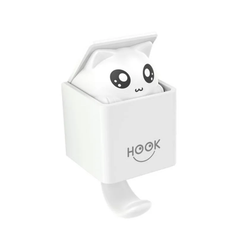 White Крючки для котят кошки гравитационные индукционные крючки декоративные крючки стеллажи для хранения ключей Зонты полотенца от Vibrato клейкие крючки - Цвет: White