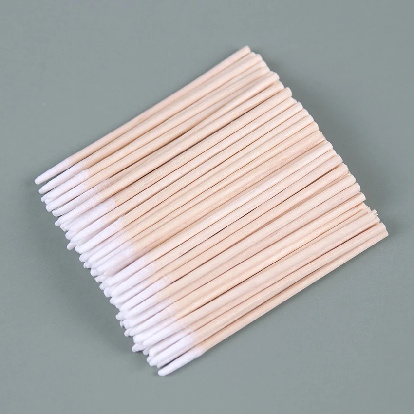 100PCS/Pack Wood Cotton Swab Cosmetics Health Supplies Ear Jewelry Clean Sticks Tip Head Wood Cotton Swab