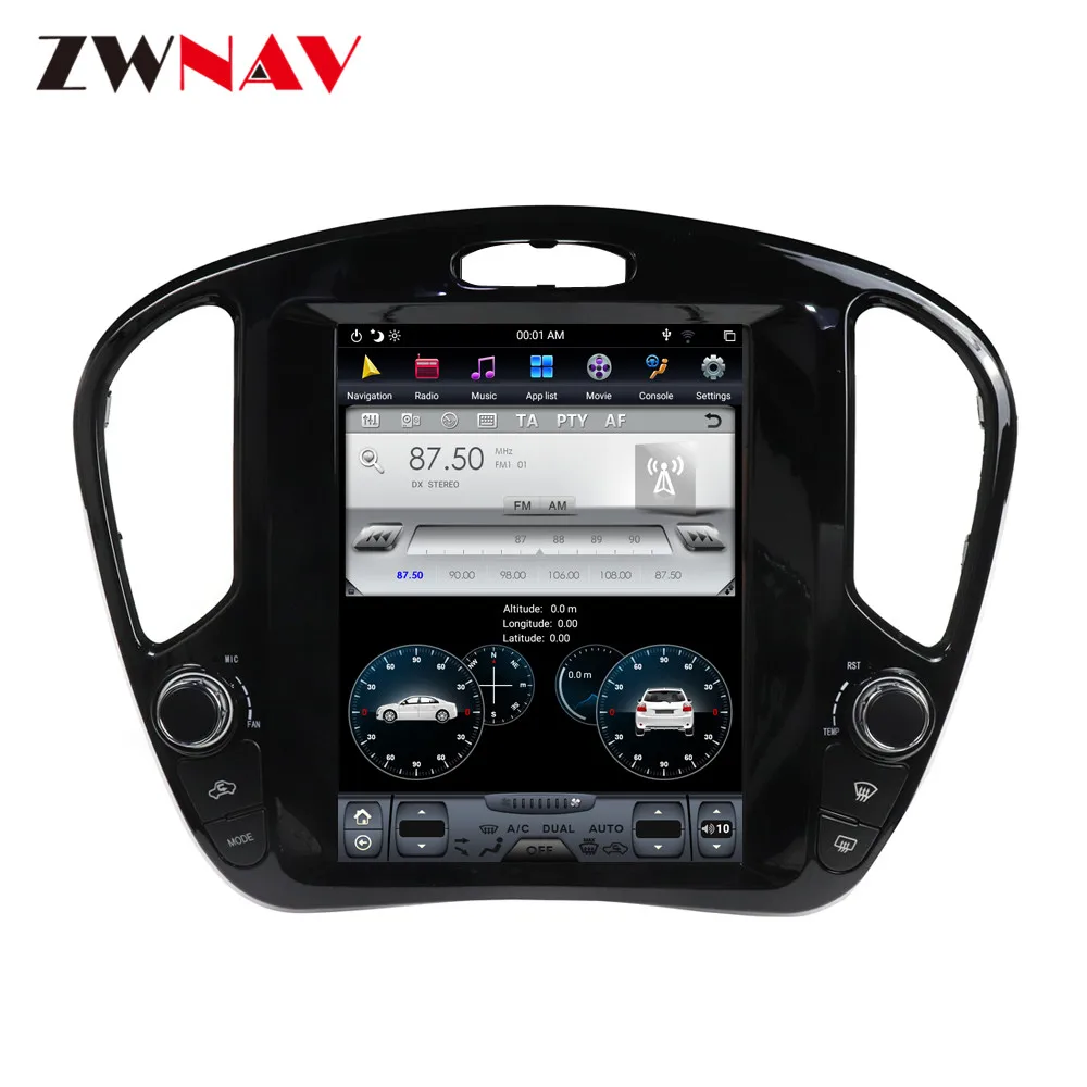 Discount Tesla style 4GB RAM Android 8.1 PX6 Car GPS Navigation For Nissan Juke 2010+Auto head unit Multimedia Player radio tape recorder 1