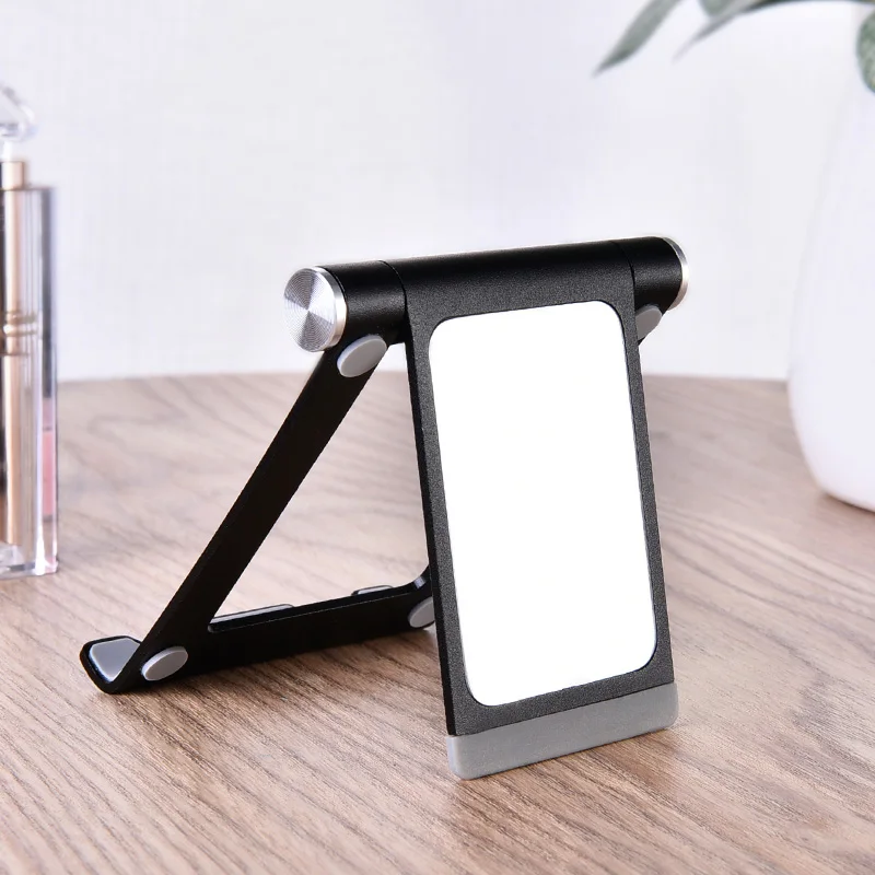 New Hot Mobile Phone Bracket with Mirror 360 Degree Adjustable Anti-scratch Portable Stand - Цвет: Черный