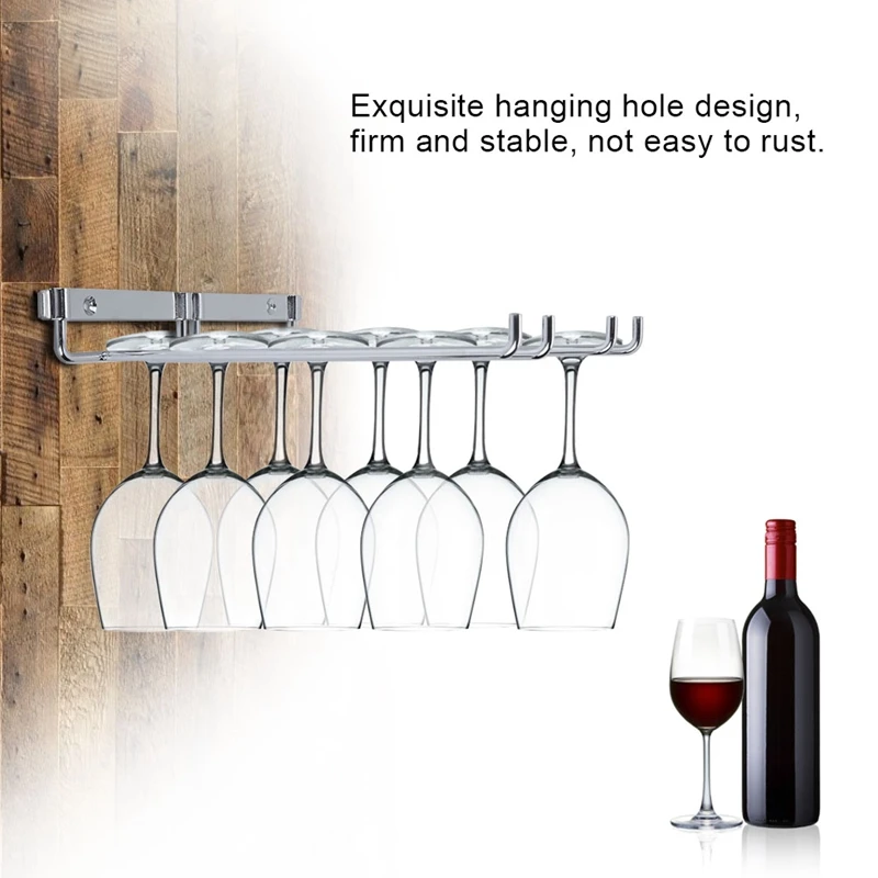 Wall-Mounted Wine Cup Holder Double-Row Cup Holder Goblet Rack Wine Rack Upside Down Hanging Cup Organizer Display Shelf