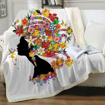 

2020 New Beautiful Girl Pink Blanket Colorful Floral Sherpa Blanket Butterfly Custom Blanket for Fashion Blanket