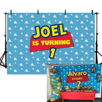 

Customized Name Birthday Photo Background Toy Story Themed Jessie Invitation Party Cloud Children birthday banner Photo Studio B