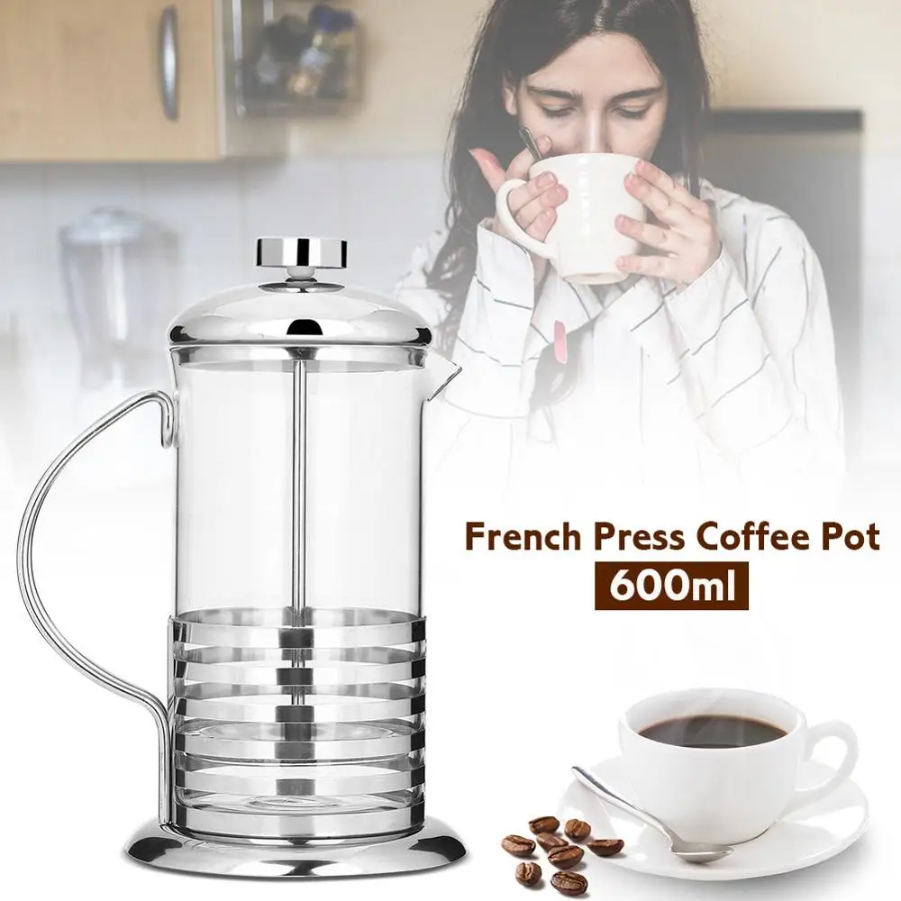 600ml Glass Cafetiere French Filter Coffee Press Plunger Coffee Tea Maker 