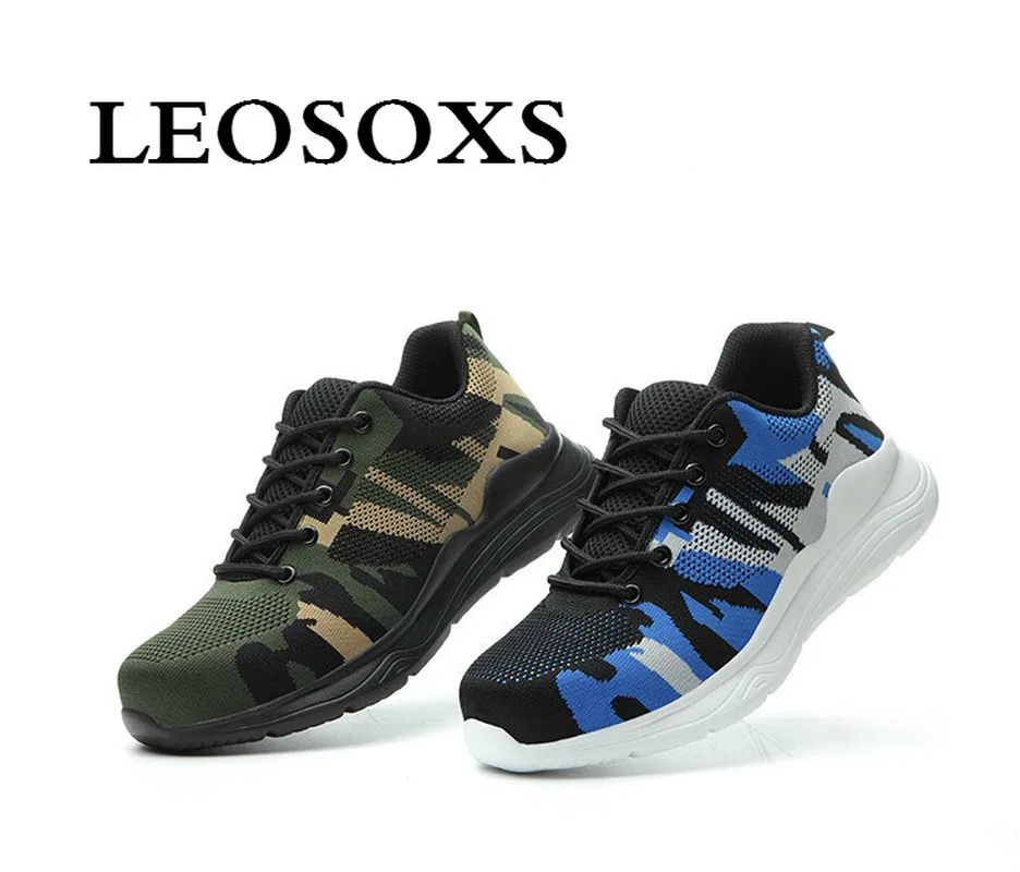 LEOSOXS Breathable Security Work Puncture Proof Safety Shoes Casual Boots Comfortable Industrial Shoes Men's Steel Toe Work